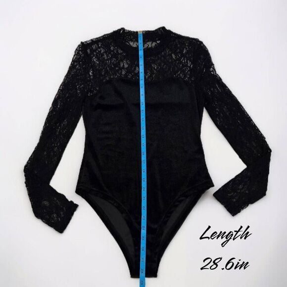 Lace Velvet Bodysuit(O008)-Size M for Women - Picture 8 of 10